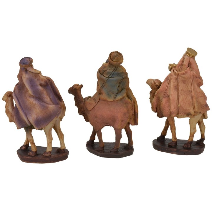 Conjunto de 3 Reyes Magos en camello de resina serie 10 h cm