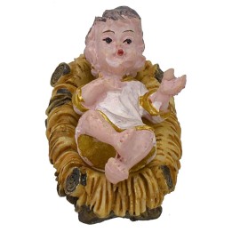 Gesù Bambino cm 5 in resina con culla per statue da 15 cm