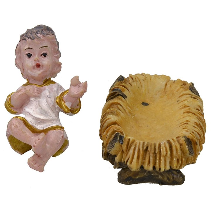 Baby Jesus cm 5 in resin with cradle for 15 cm statues