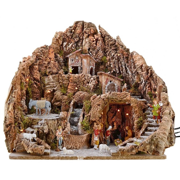 Belén completo con figuras Landi de 52x55x48 cm de altura con