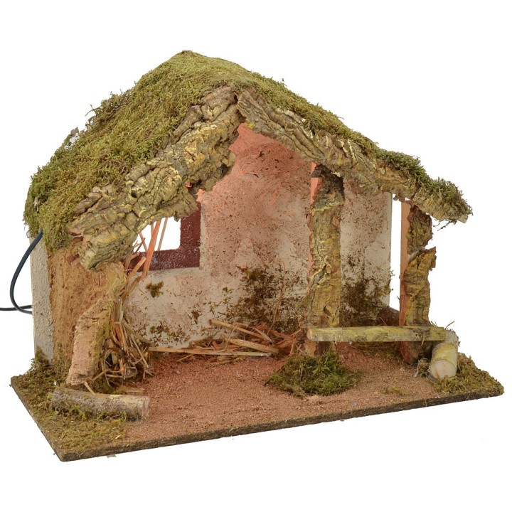 Capanna per presepe illuminata cm 50x24x36 h