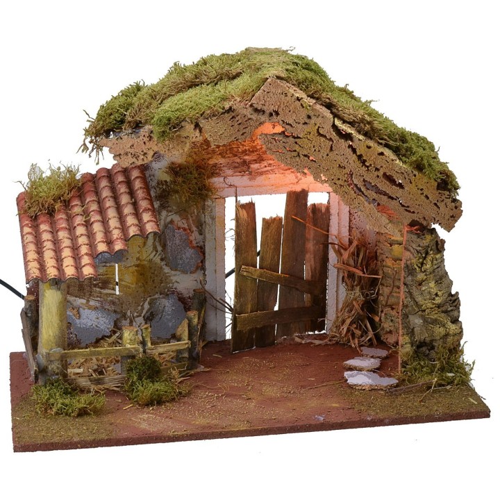 Hut for illuminated crib with fence cm 50x36x36 h