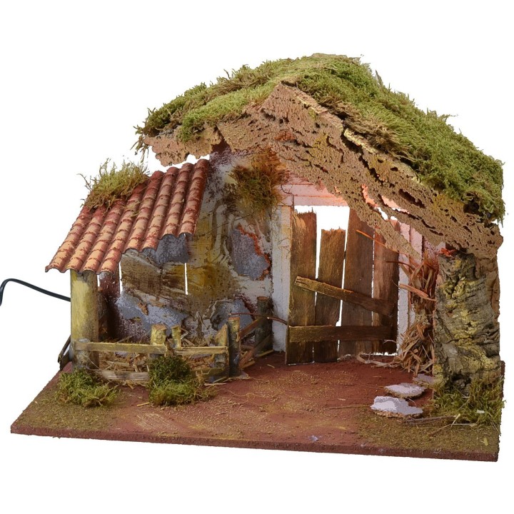 Hut for illuminated crib with fence cm 50x36x36 h