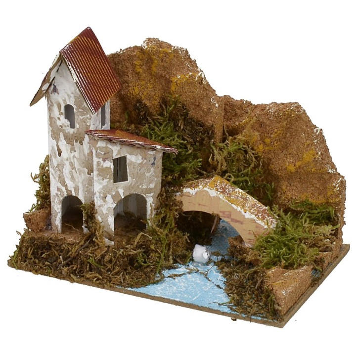 Casette con fiume per presepe cm 15x10,5x11,5 h