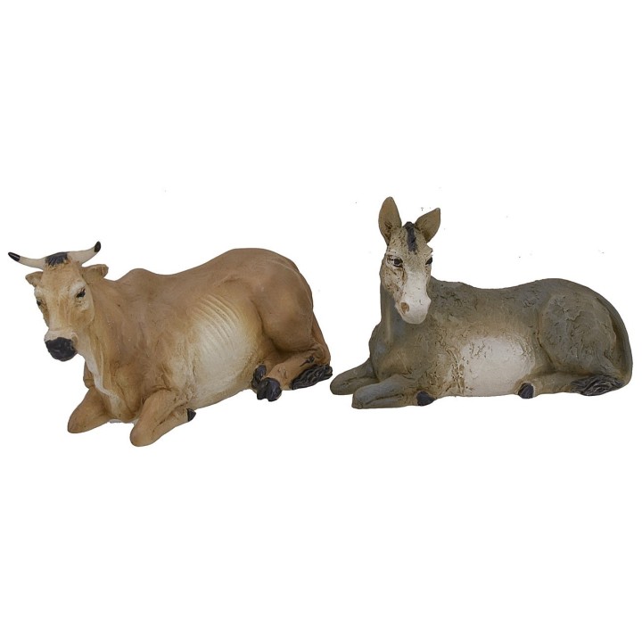 The ox and Ass in the resin series Pigini for statues 13 cm