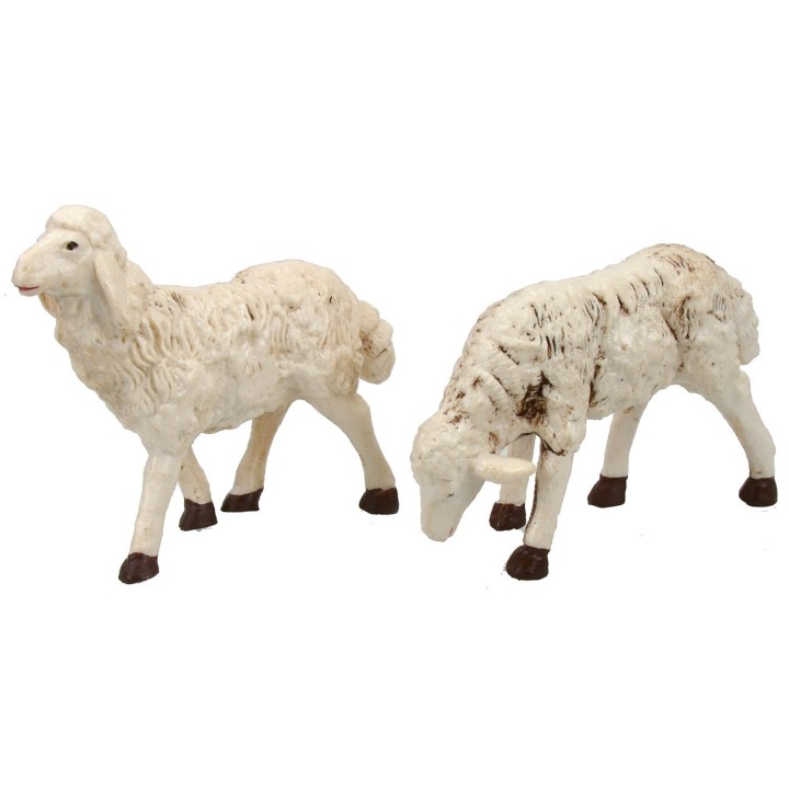 Set of 4 patinated sheep for statues 20 cm