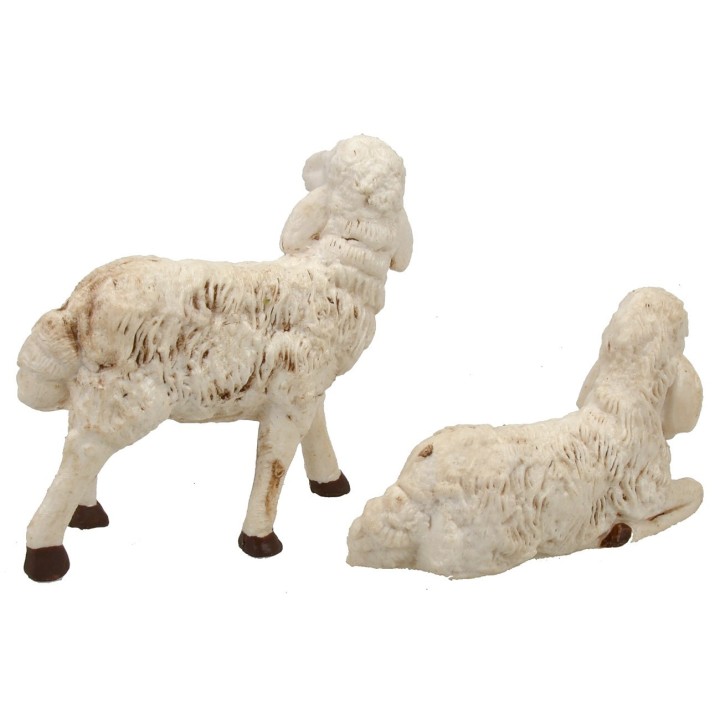 Set of 4 patinated sheep for statues 20 cm