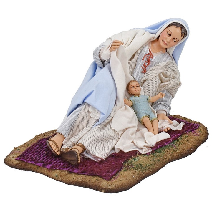 Madonna acostada con niño serie 30 cm Pigini
