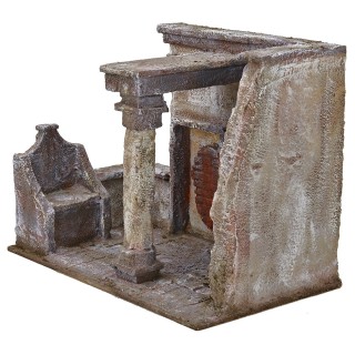 Setting scourging of Christ at the forum with Pilate's chair