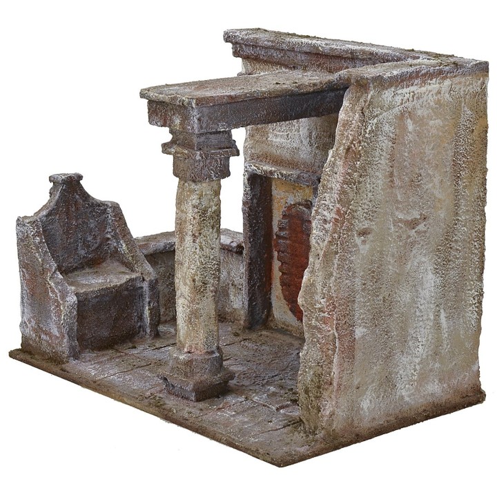 Setting scourging of Christ at the forum with Pilate's chair