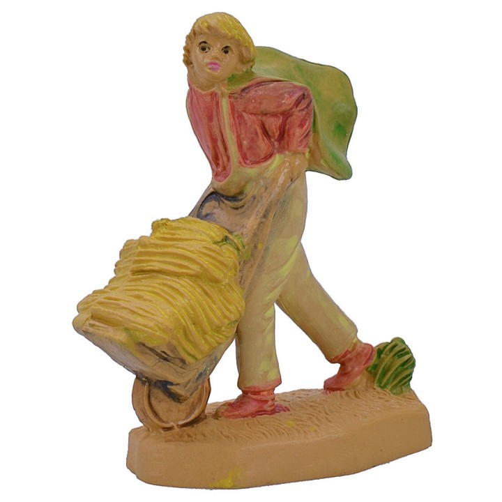 4 cm. Farmer with wheelbarrow