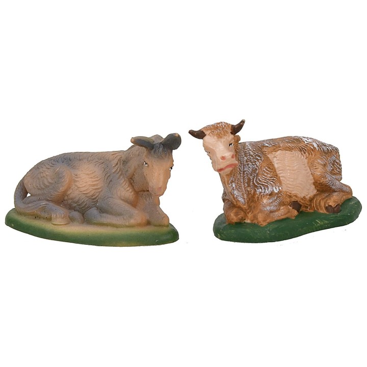Conjunto de buey y burro de 8 cm en PVC