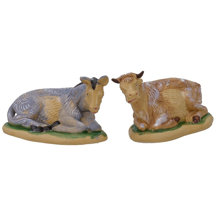 Conjunto de buey y burro de 8 cm lux en PVC