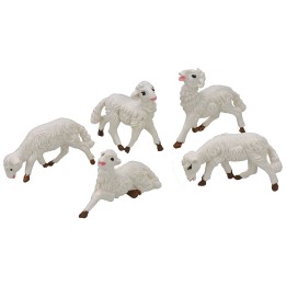 Set 5 pecore presepe per pastori cm 8