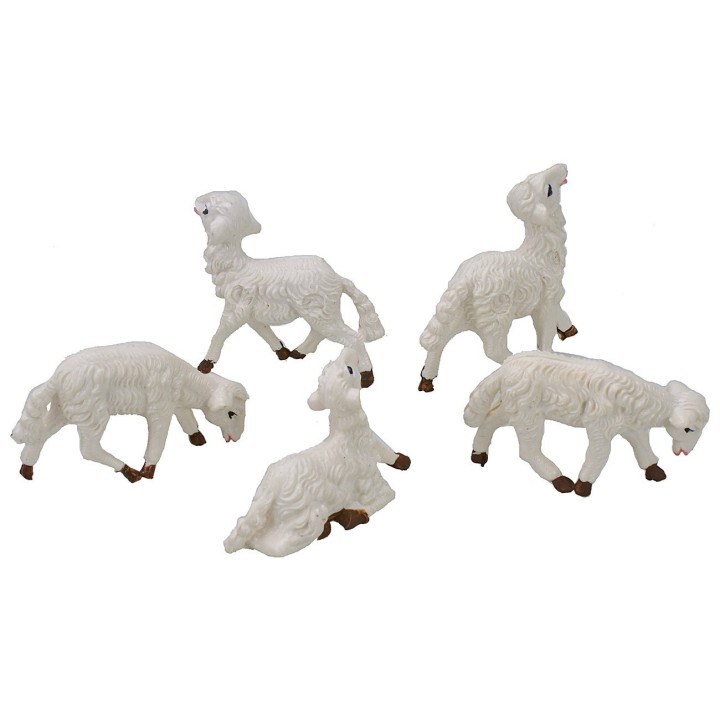 Conjunto de 5 ovejas para el belén para pastores de 8 cm