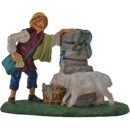 Pastore de 8 cm con oveja en la fuente en pvc