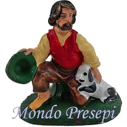 Hombre de 8 cm con perro en PVC