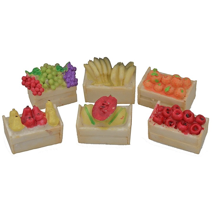 Set of 6 assorted resin fruit boxes cm 3x2x1,5 h