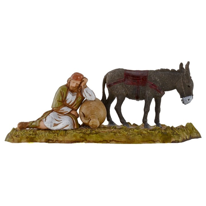 Old man resting with donkey series 10 cm Landi Moranduzzo cost.