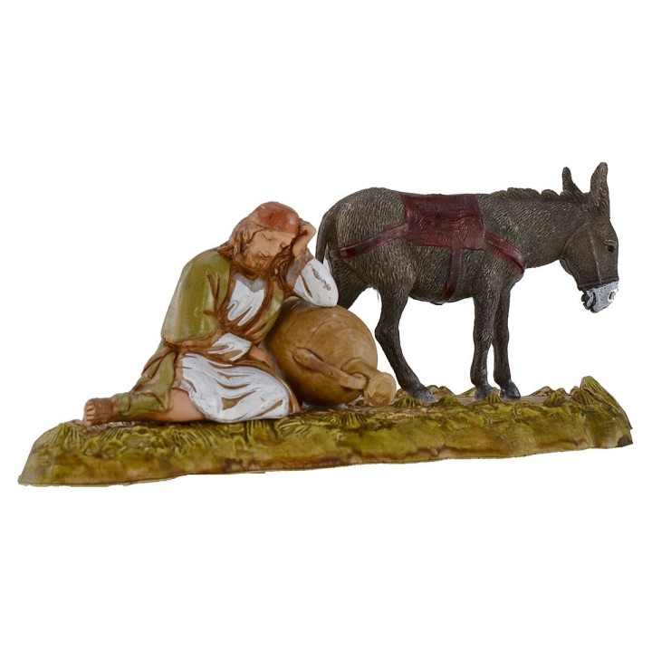 Viejo que descansa con burro serie 10 cm Landi Moranduzzo fig.