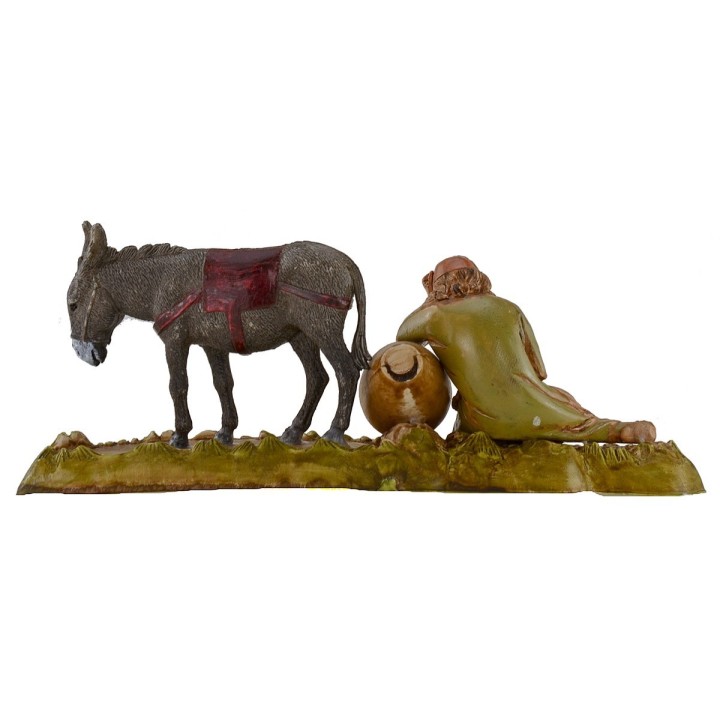 Viejo que descansa con burro serie 10 cm Landi Moranduzzo fig.
