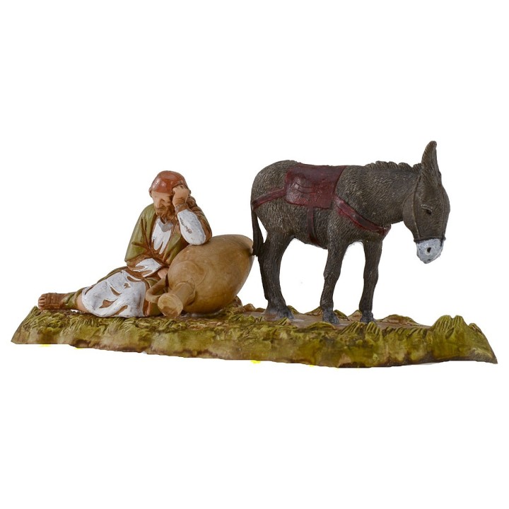 Old man resting with donkey series 10 cm Landi Moranduzzo cost.