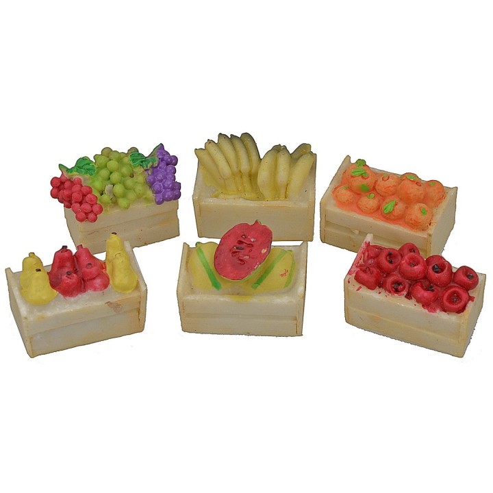 Set of 6 assorted resin fruit boxes cm 3x2x1,5 h