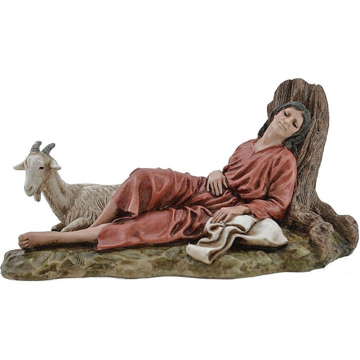 Dormiente con capra serie Landi Moranduzzo 15 cm in resina