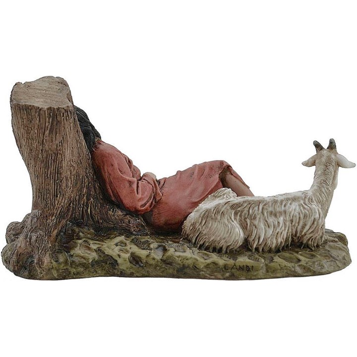 Dormiente con capra serie Landi Moranduzzo 15 cm in resina