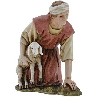 Pastore inginocchiato con agnello Landi Moranduzzo 15 cm in