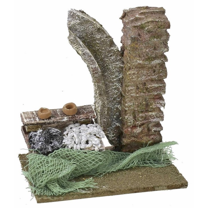 Ambientazione con banco di pesce cm 9x6x9,5 h per statue da 6 cm