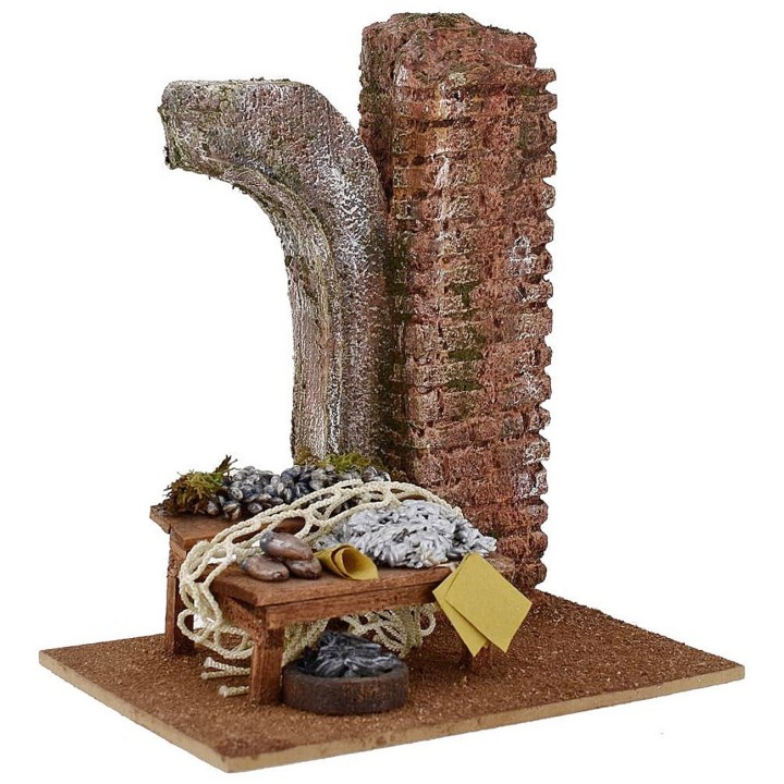 Ambientación con mostrador de pescado para estatuas de 12 cm