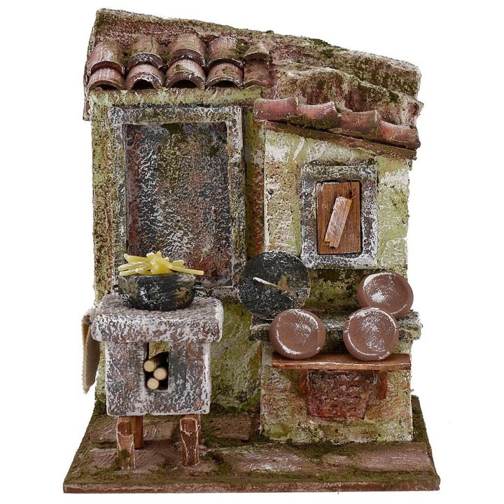Ambientación de cocina para belén de 14,5x12x18 cm de altura