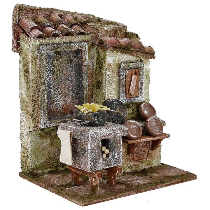 Ambientazione cucina per presepe cm 14,5x12x18 h. 
