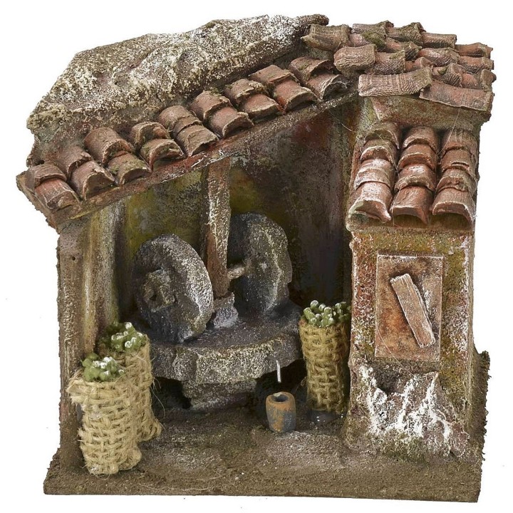 Ambientazione di un frantoio per Presepe cm 11,5x9x11 h per