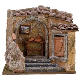 Ambientación taller de cerámica para belén de 19,5x14,5x17,5 cm