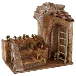 Ambientación de huerto con terrazas para belén de 19,5x14,5x18