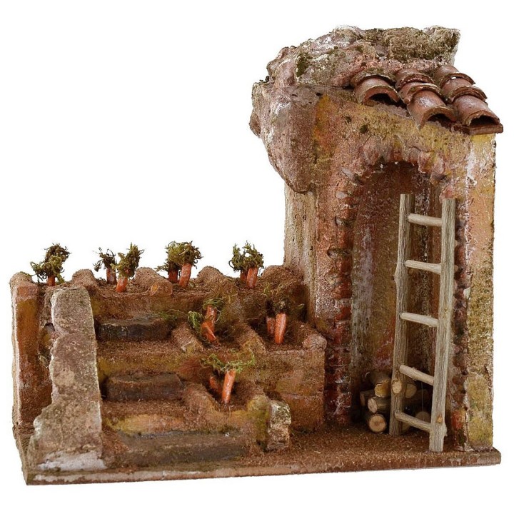 Ambientación de huerto con terrazas para belén de 19,5x14,5x18