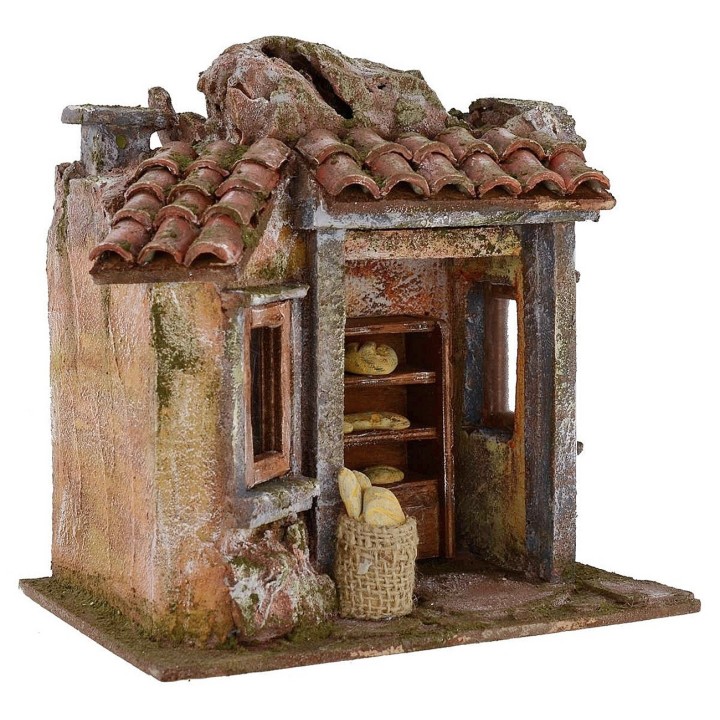 Escenario de panadería para Belén de 19,5x14,5x20 cm de alto