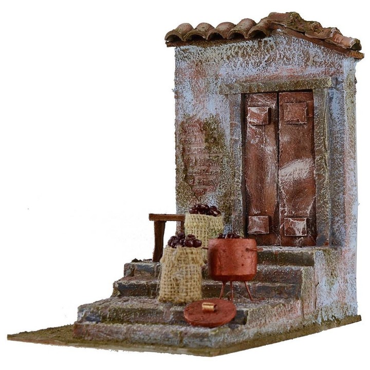 Ambientazione per castagnara nel presepe cm14,5x19,3x21,5 per