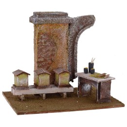 Apiario con colmenas para belén de 19,5x14,5x16,5 cm para
