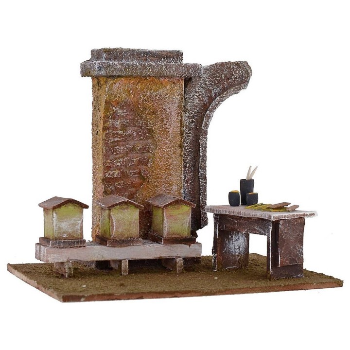 Apiary with hives for creche 19.5x14.5x16.5 cm for statues 10 cm