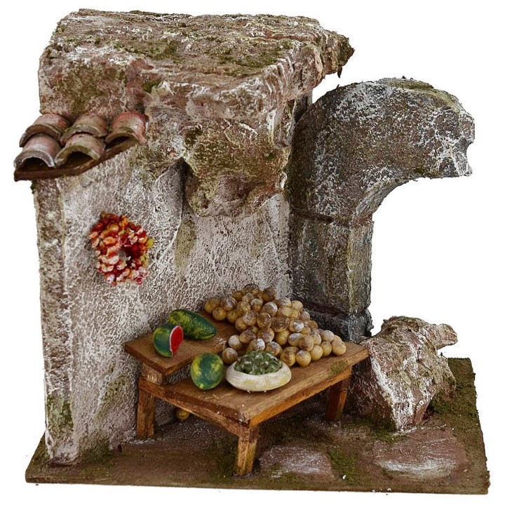 Banco di frutta per presepe cm 19x14x17 h. 