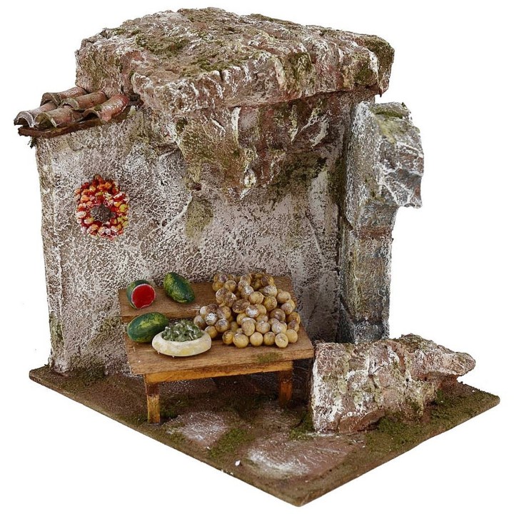 Banco de frutas para pesebre de 19x14x17 cm de altura para