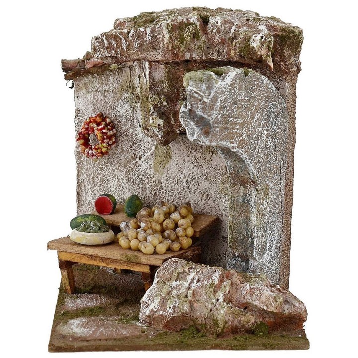 Banco di frutta per presepe cm 19x14x17 h. 