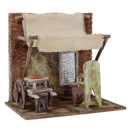 Bottega da barbiere con tenda cm 20x15x20 h per statue 10 cm