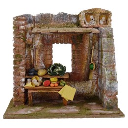 Tienda del frutero para belén de 19,5x14,5x19 cm para figuras
