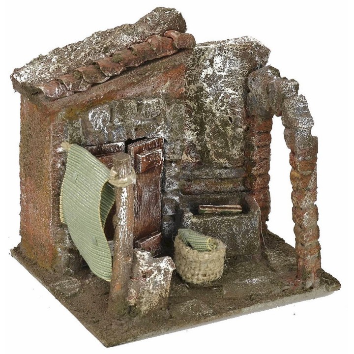 Cortile con lavatoio e arco cm 11,5x9x11 h per statue da 6 cm