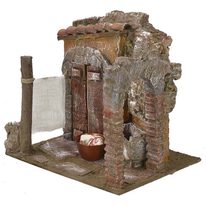 Cortile con lavatoio e arco cm 19,5x14,5x17 h per statue da 10