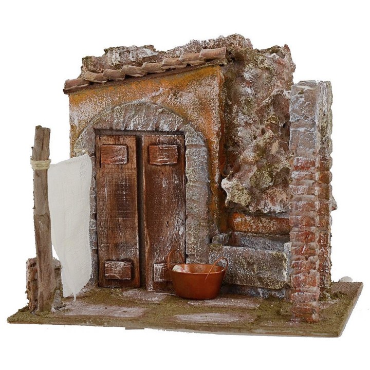 Cortile con lavatoio e arco cm 24x17,5x21 h per statue cm 12